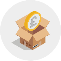 Cardboard box with coin inside